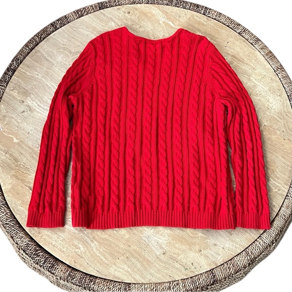 Lauren Ralph Lauren Cable Knit V-Neck Sweater Red Size 2X - Picture 2 of 6